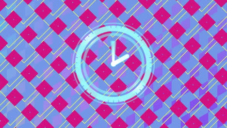 animación del tic-tac del reloj sobre un fondo con patrones
