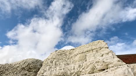 white cliffs under a blue sky