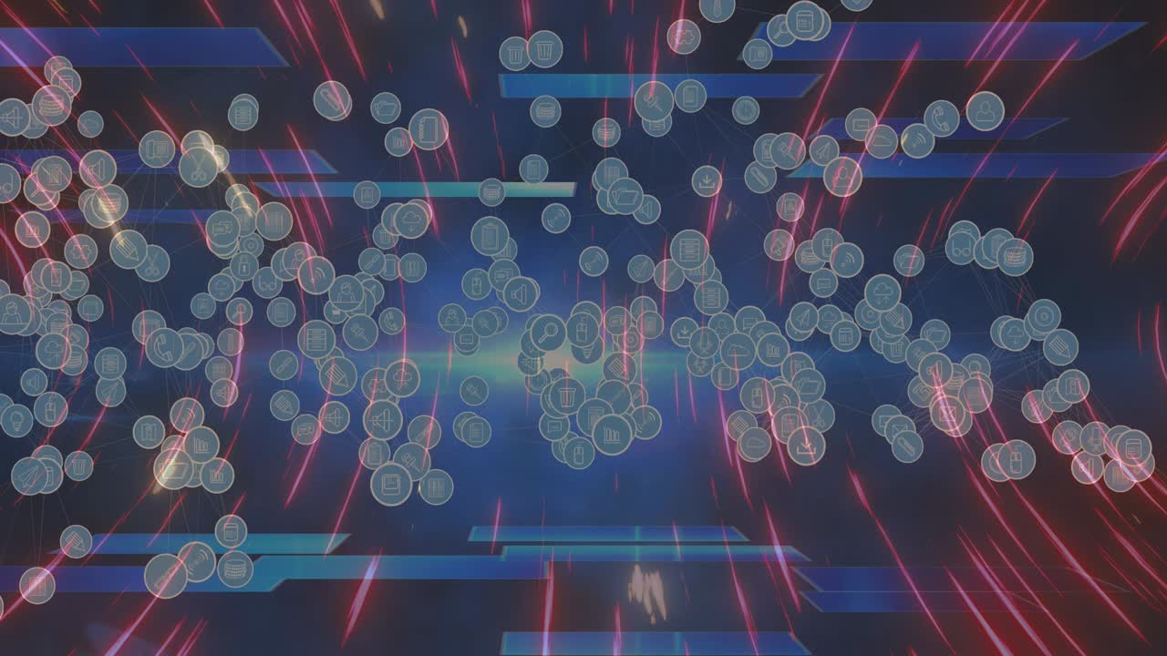 ⁇ 박이는 빛의 흔적 위에 디지털 아이콘의 애니메이션