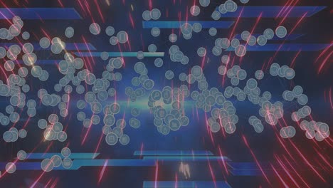 animation of digital icons over flickering light trails