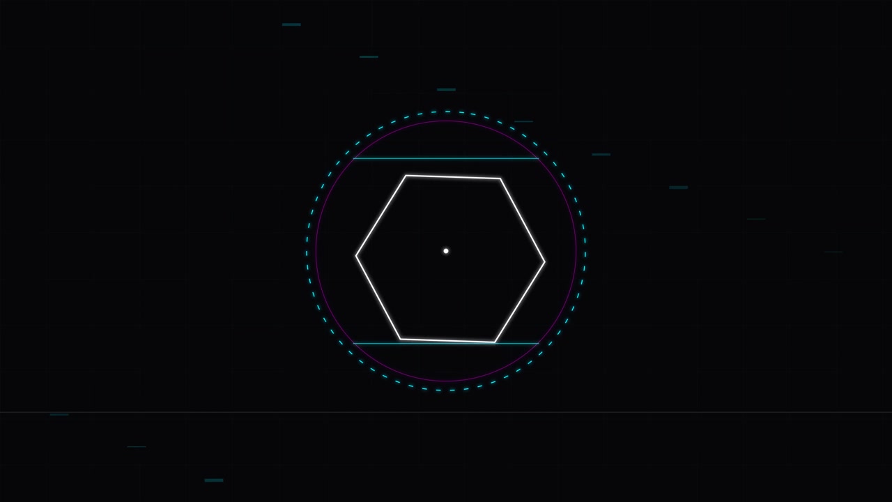 Abstract Geometric Hexagon Animation with Digital Glitch Effects