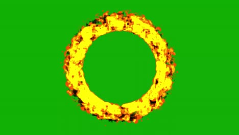 cartoon fire circle motion graphics with green screen background