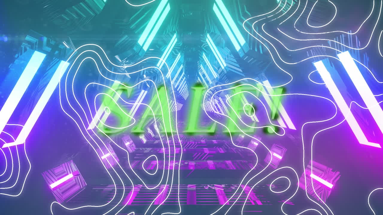 터널 위의 판매 텍스트와 모양의 애니메이션