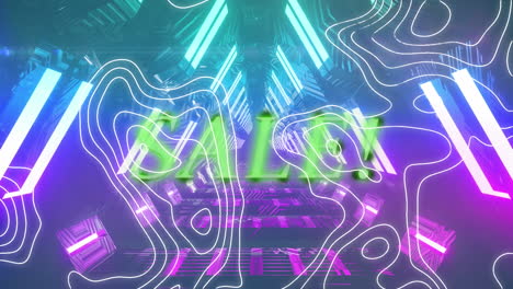 animation of sale text and shapes over tunnel