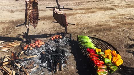 extravagancia de la parrilla del viñedo: suntuosas verduras y costillas asadas a la llama