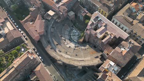 top down aerial view of roman theatre of catania