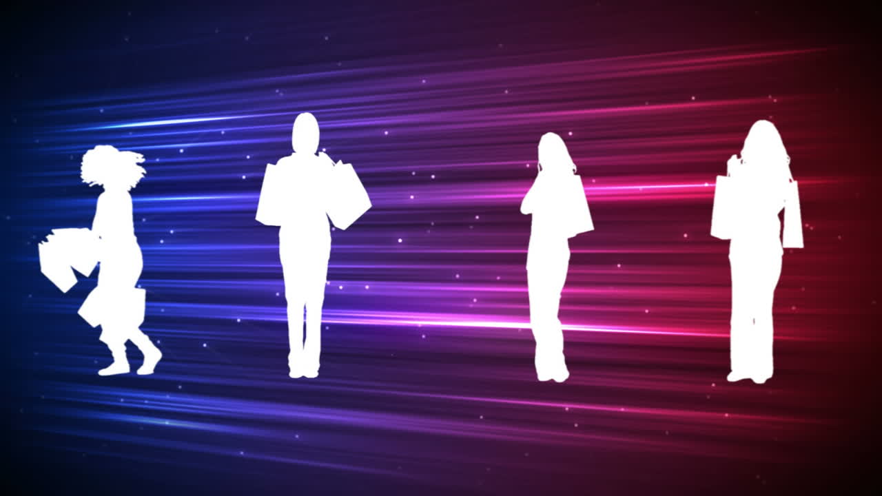 쇼핑 가방 을 들고 있는 여자 의 실루 ⁇