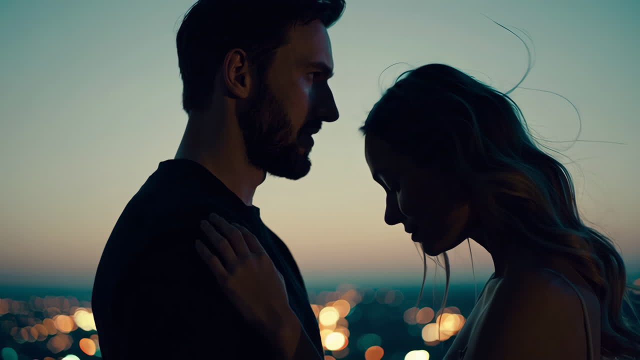 Couple in Love at Night