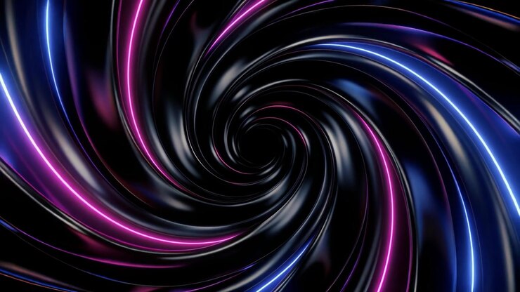 Hypnotic Swirling Vortex with Glowing Pink and Blue Neon Lights