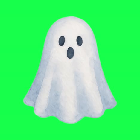 Cute ghost animation, transparent 4K video, green screen