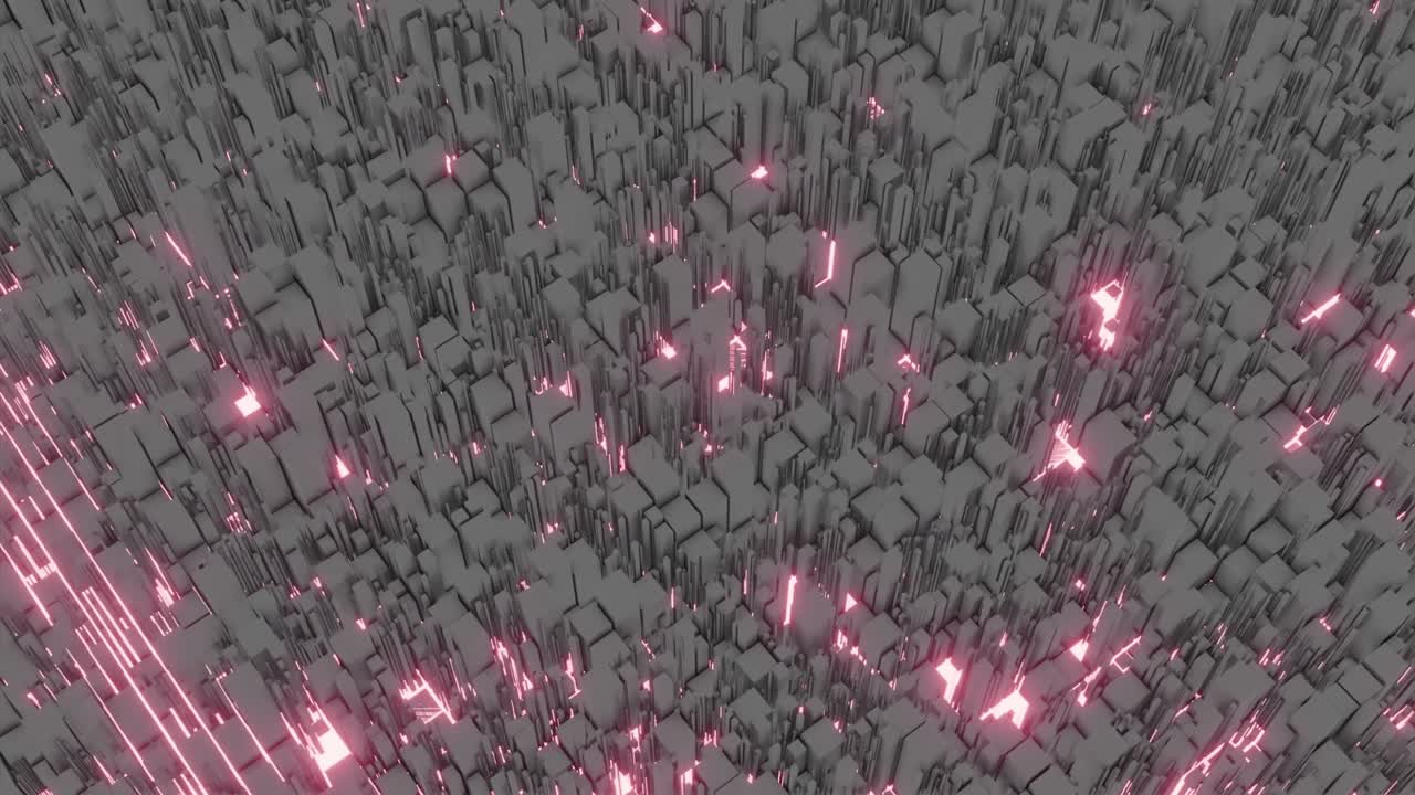 추상적인 3d 도시 풍경과 반이는 불빛