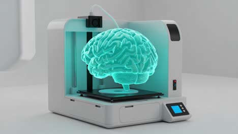 innovative 3d printing technology showcasing a transparent brain model, merging art and science to explore neuroscience concepts in an engaging way