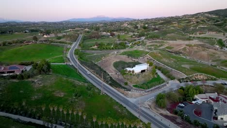 aerial view beautiful rural countryside town with green hills in america