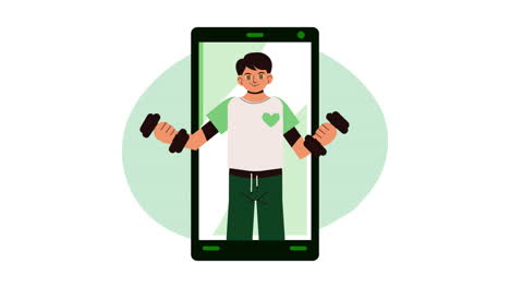 joven trabajando en un teléfono inteligente