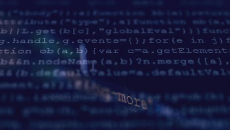 4K Close up shot  HTML tag code on PC Monitor scroll down on blue screen.
