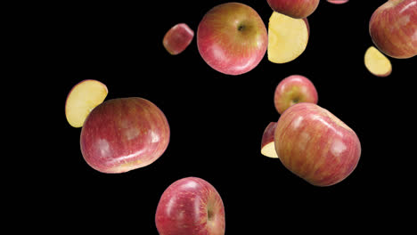 apples falling down with alpha channel