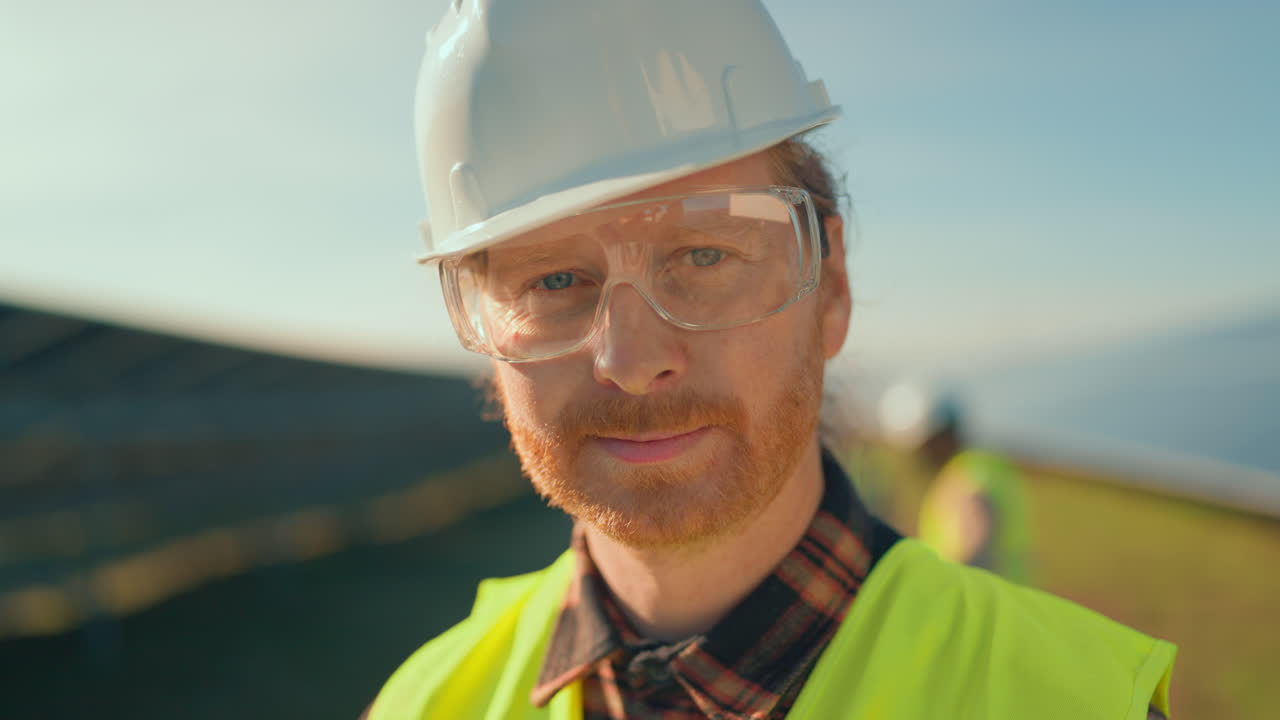 Engineers inspecting solar panel installation