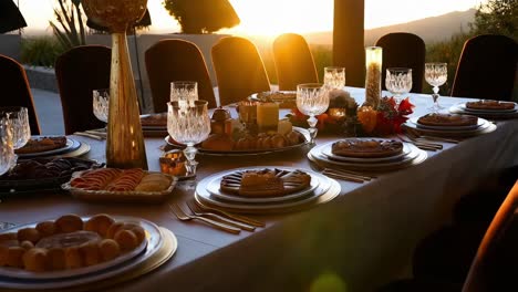 elegant outdoor dinner setting at sunset