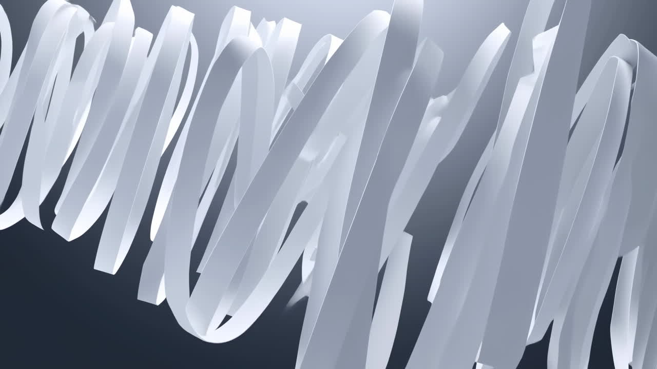 Abstract White Ribbons Flowing and Twisting on a Grey Background