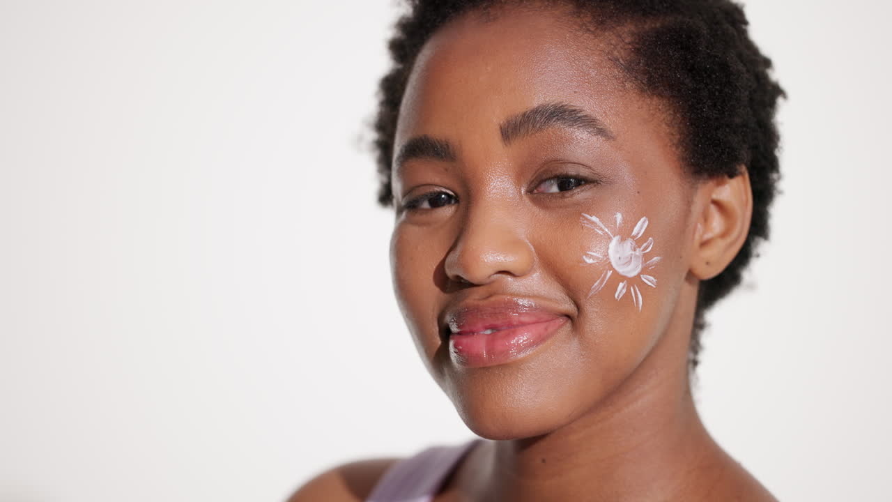 Woman with Sunscreen on Face