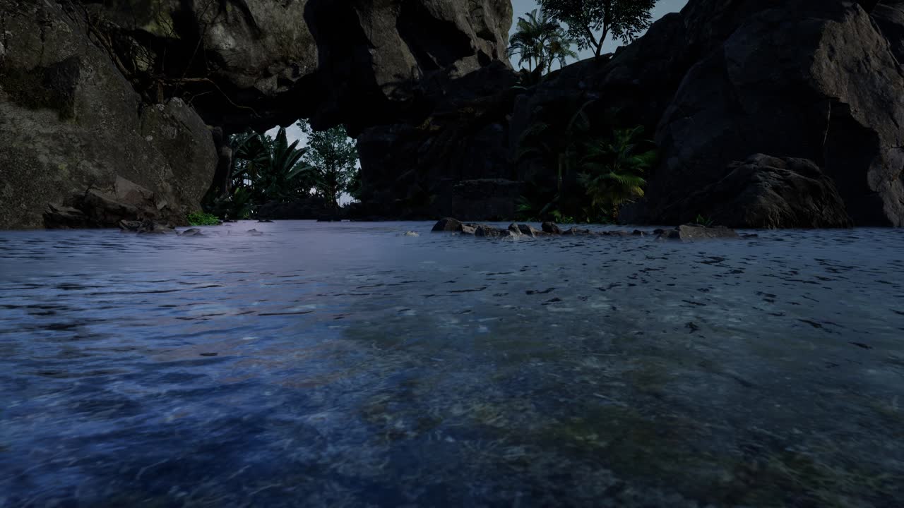 모래석 협곡 벽 위에 있는 은하계