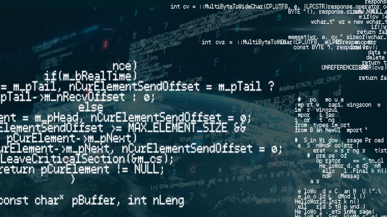 Animation of data processing with globe on blue background