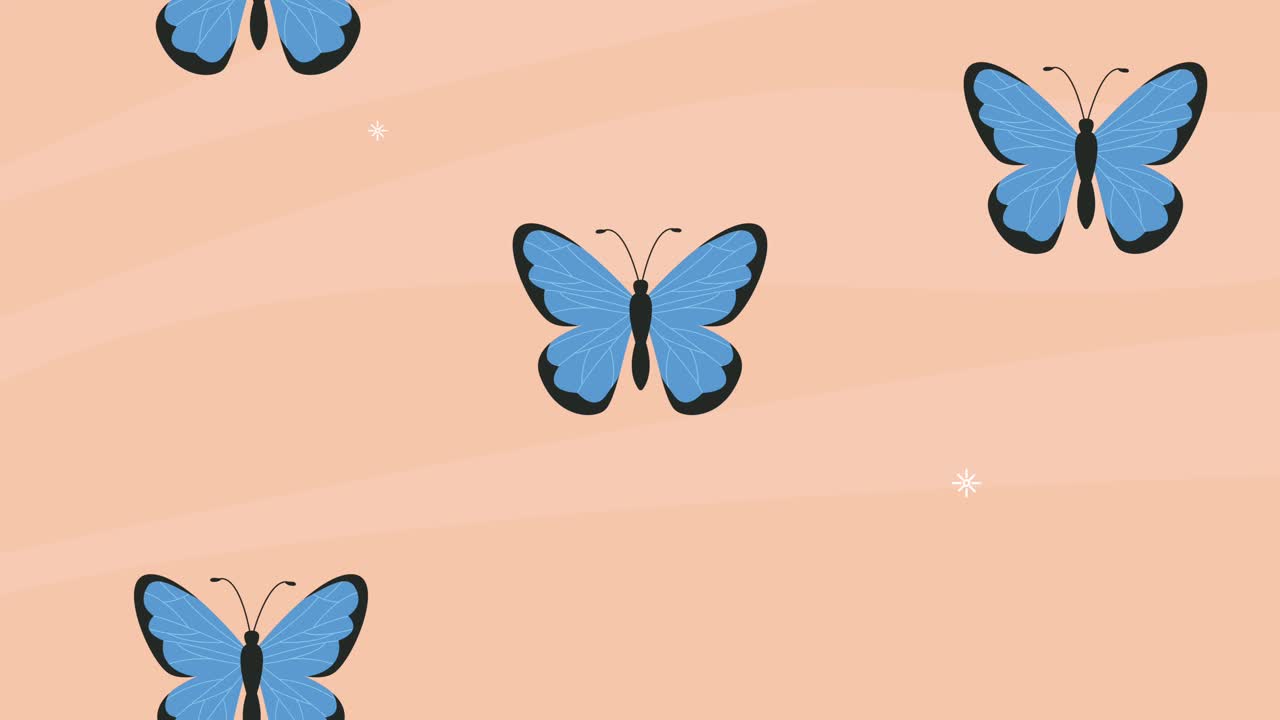 Cute butterflies blue pattern animation | Premium Stock Video Footage
