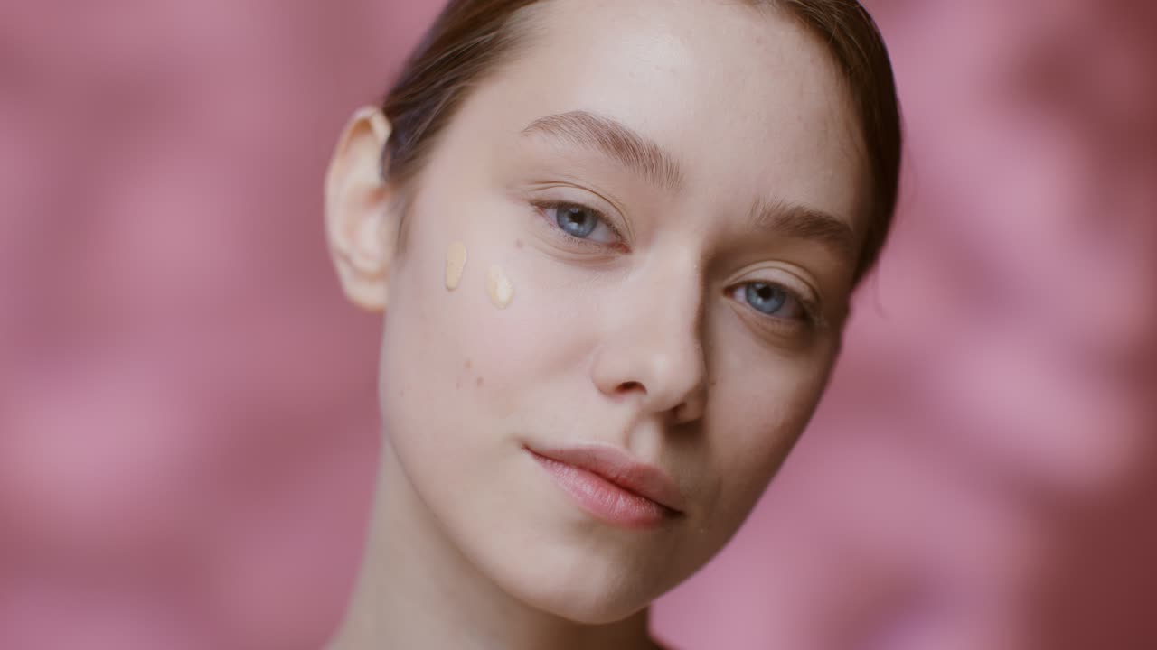 Kvinde påfører foundation makeup