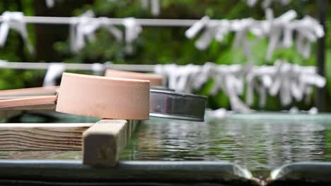 Japanese-Chozu-ladle-placed-at-Japanese-shrine