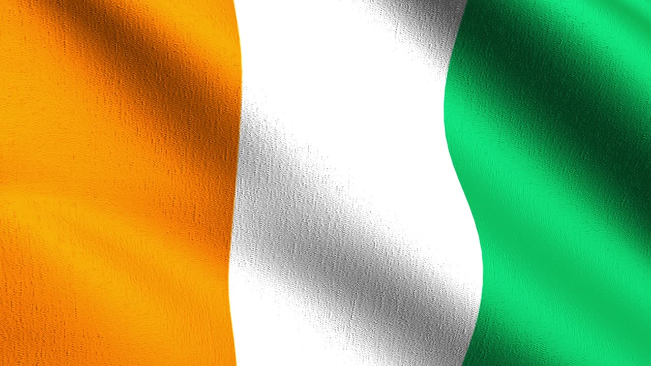 cote divoire o bandera nacional de la costa de marfil soplando en el viento aislado. diseño abstracto patriótico oficial. ilustración de renderización 3d del símbolo de señal ondulante.
