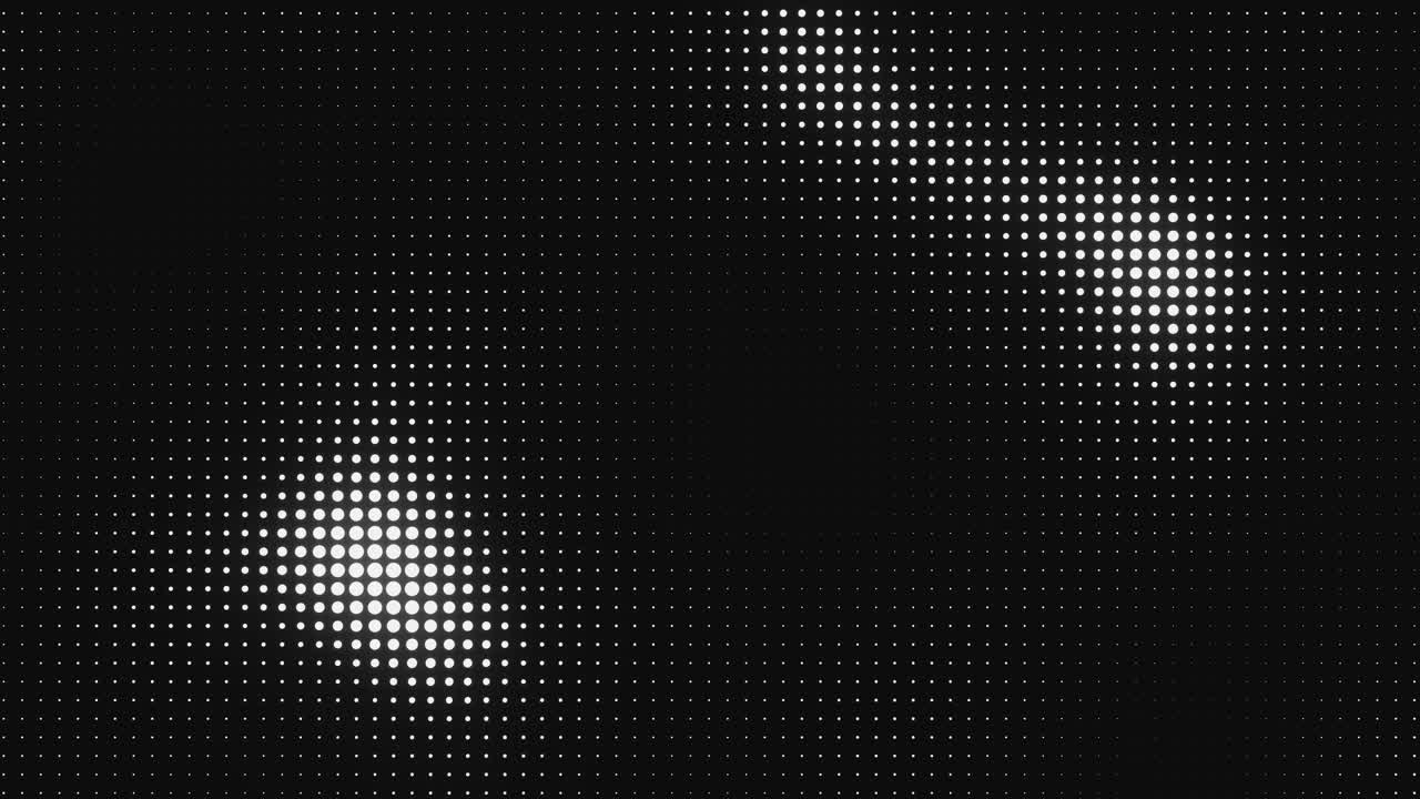 Abstract Halftone Dot Pattern Pulsating on Black Background
