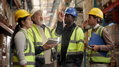 warehouse workers in safety gear