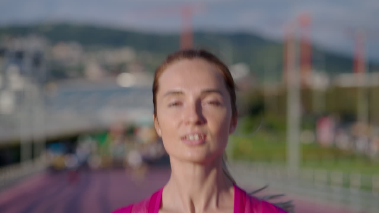 Woman Running in City