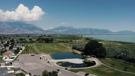 Drone-shot-of-the-Northlake-Park-in-Lehi,-Utah