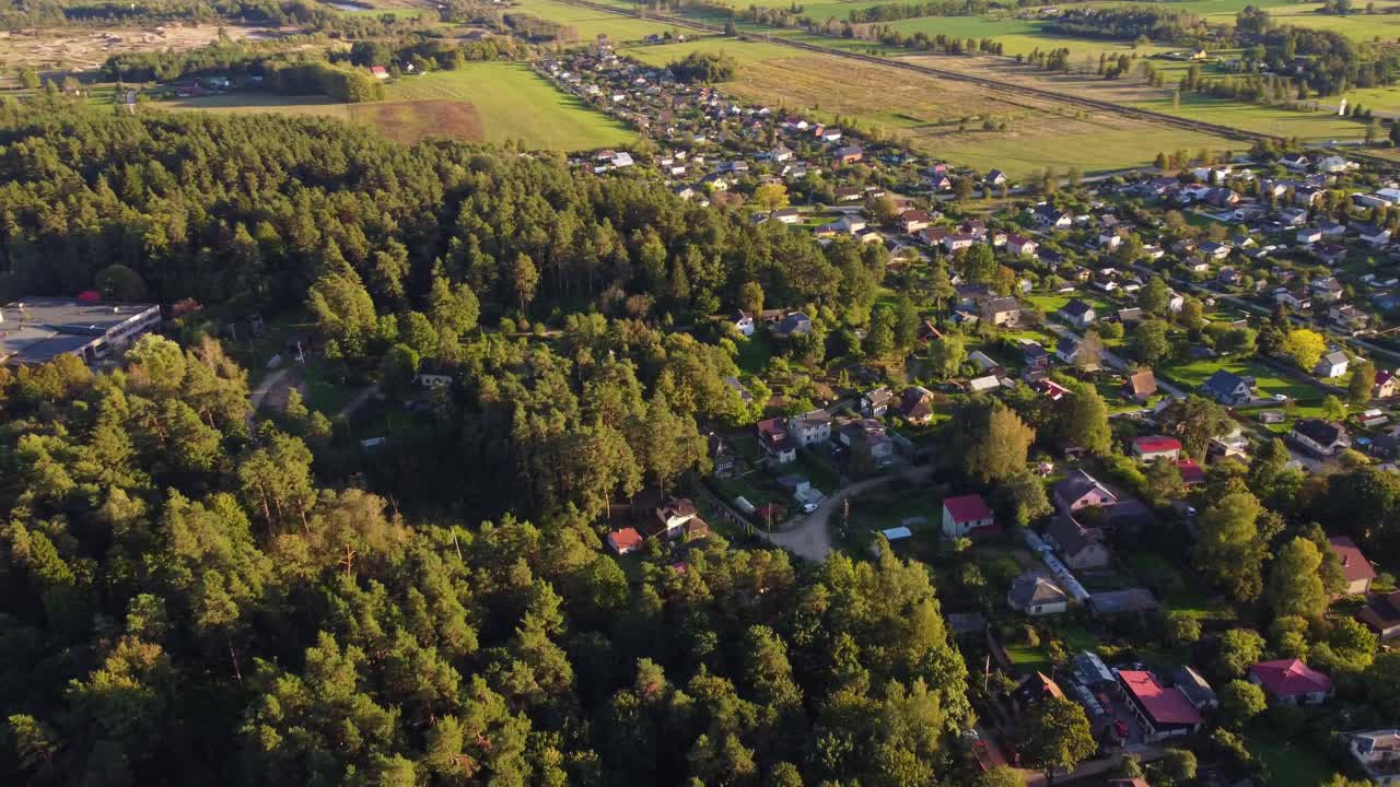 Beautiful township of Ogre in Latvia with autumn colors, aerial view