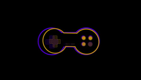 animación del logotipo del videojuego amarillo y púrpura