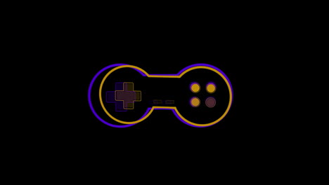 animation of yellow and purple video game logo