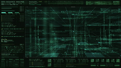 simulación de secuencia de datos holográficos futuristas de análisis de inteligencia de redes neuronales artificiales fondo de visualización frontal
