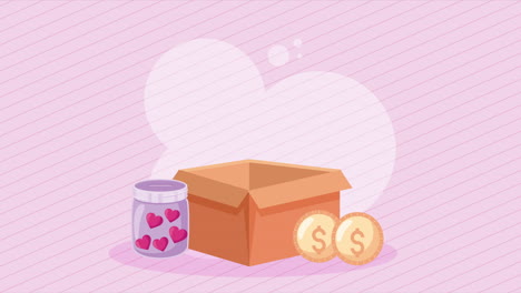 donaciones de caridad juguetes en animación de caja