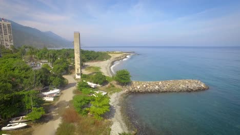 Birds-eye-view-of-the-coastline-in-the-calm-Caribbean-Sea