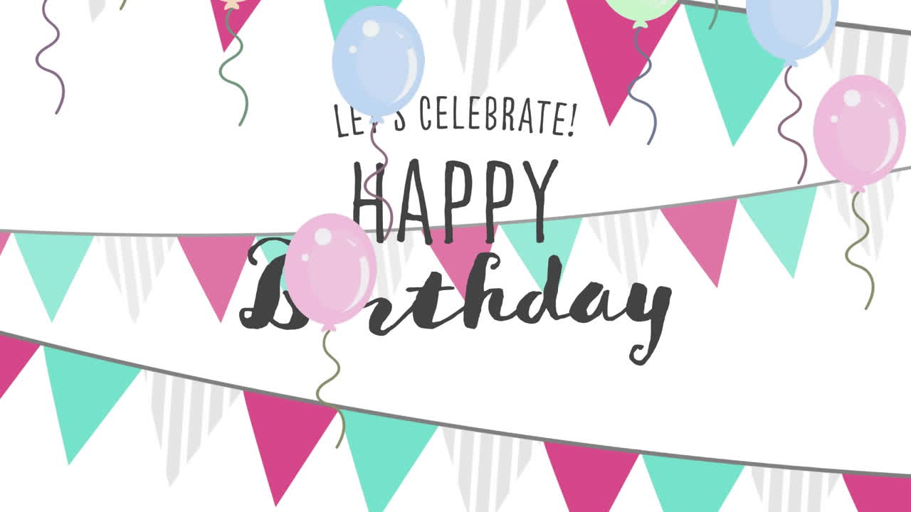 animados globos coloridos y decoraciones celebran un cumpleaños.