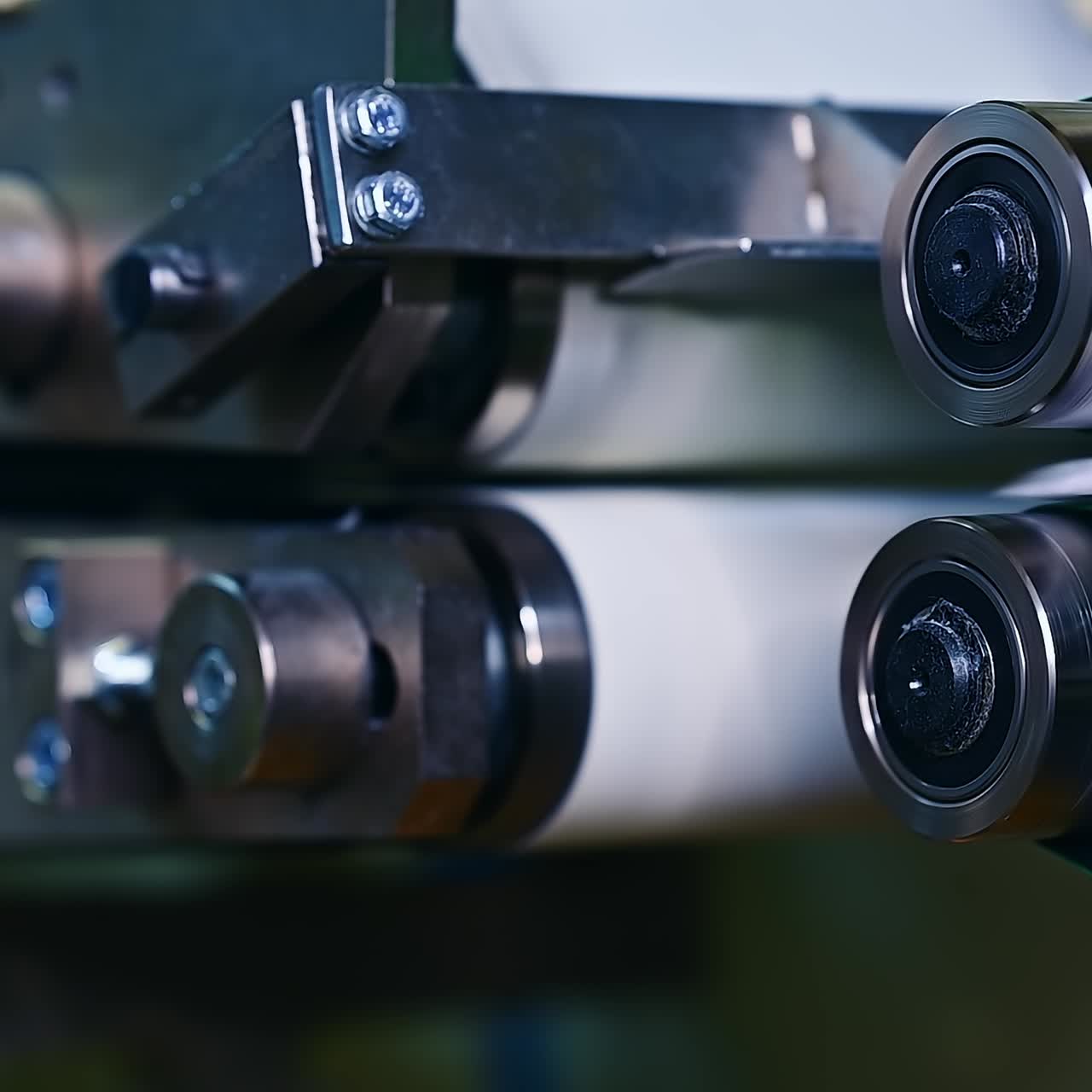 Roller rotation automated production. Factory technological producing diapers