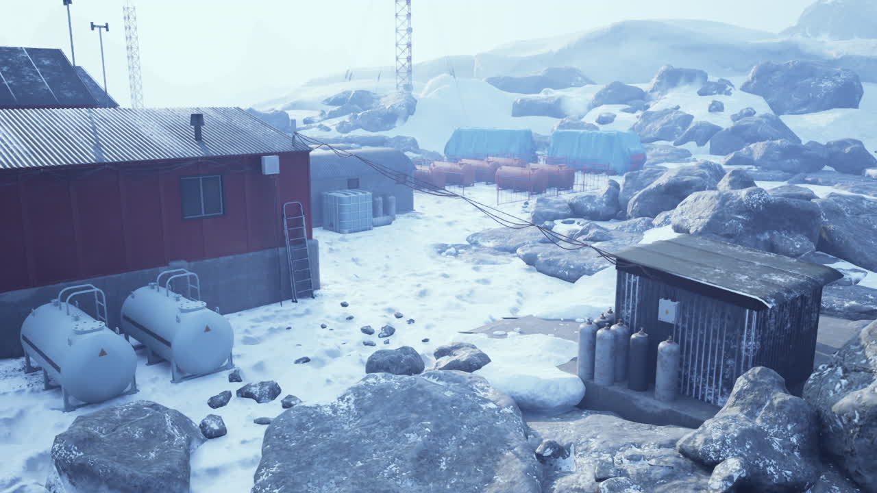 Old research station in antarctica for scientific weather studies