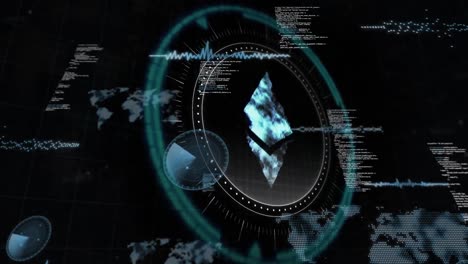 animazione dell'elaborazione dei dati sul simbolo della criptovaluta