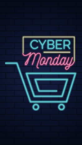 una animación de una venta de cyber monday de fondo de estilo neón