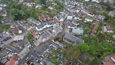 Bier-Fischerdorf-Und-Strand-Devon-England-Vogelperspektive,-Drohnenantenne