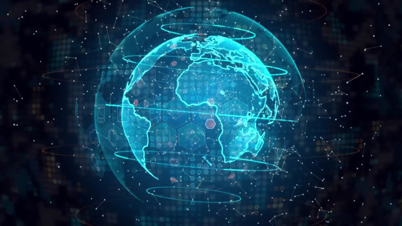 Animation of pricing strategy text over globe and data processing