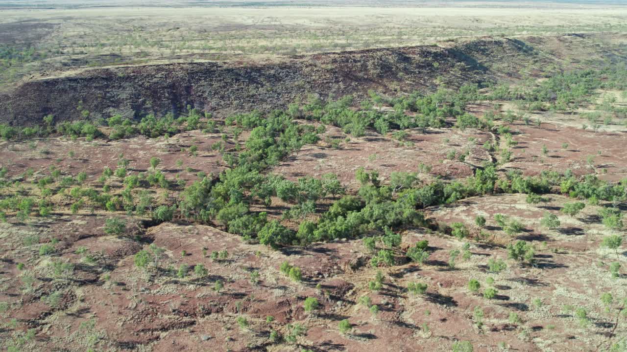 Aerial view over the Victoria River and landscape near Kalkarindji, Gurindji, Northern Territory, Australia, August 2022.