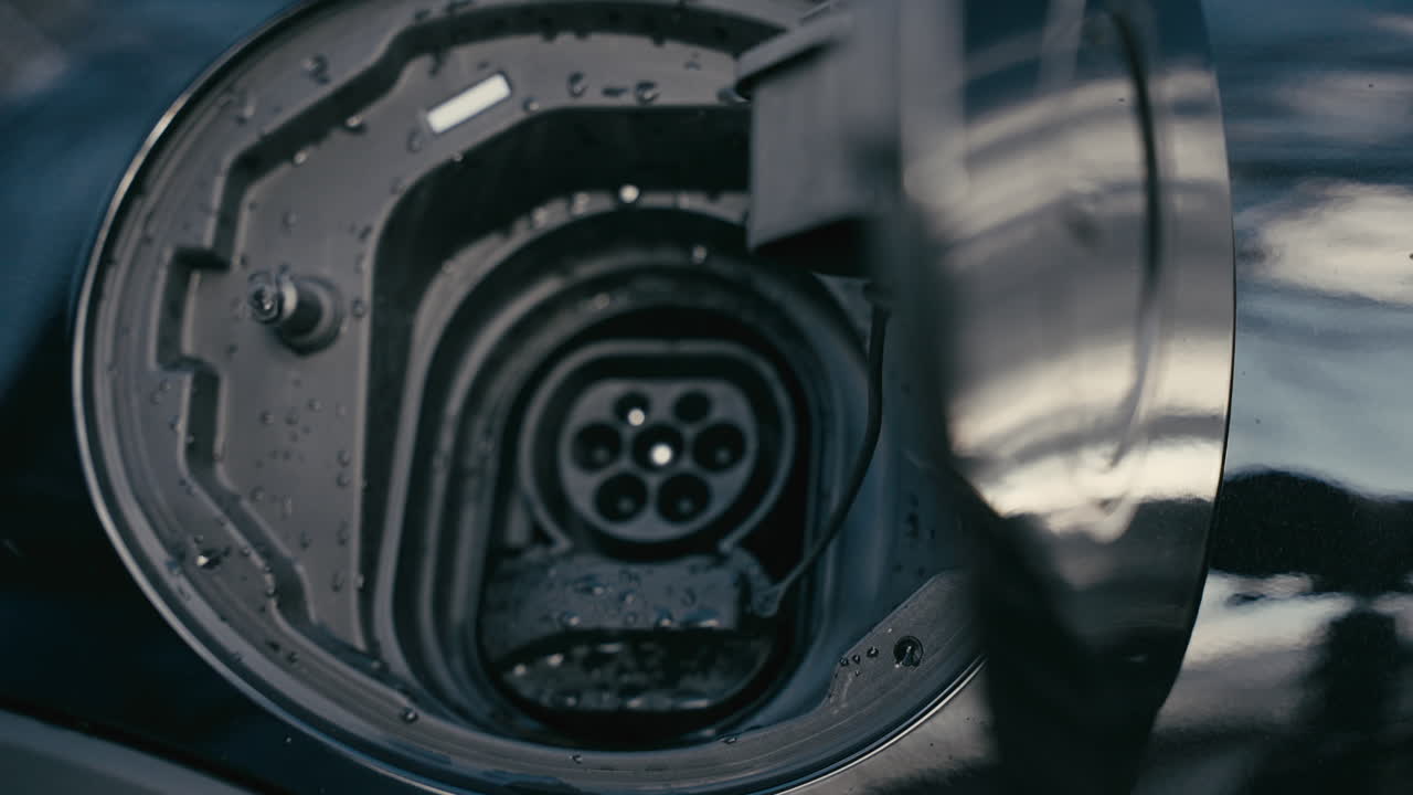 Close-up of an Electric Vehicle Charging Port
