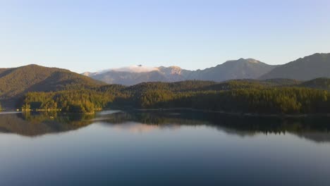 Opening-Shot-Lake-Eibsee-With-Turquoise-Water-|-Aerial-Lake-Eibsee,-Germany